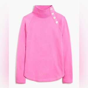 J. Crew Factory Wide Button-Collar Pullover Sweatshirt Fleece Pink Medium BS221